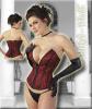 Gothic Satin Vollbrust Korsett / Corsage rot-schwarz - Gr. 56 cm