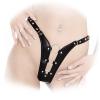 Ledapol - Extravaganter Echt Leder String ouvert mit Ringen schwarz - Gr. L