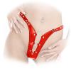 Ledapol - Extravaganter Echt Leder String ouvert mit Ringen rot - Gr. L