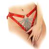 Ledapol - Echt Leder Harness Riemen String ouvert mit Ketten rot - Gr. L