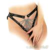 Ledapol - Echt Leder Harness Riemen String ouvert mit Ketten schwarz - Gr. L