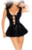 Insistline - Raffiniertes Datex Schnallen Glocken Minikleid schwarz - Gr. L