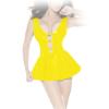 Insistline - Raffiniertes Datex Schnallen Glocken Minikleid gelb - Gr. S