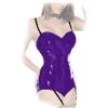 Insistline - Scharfer Datex Body mit Strapshaltern und Zip lila - Gr. S