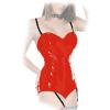 Insistline - Scharfer Datex Body mit Strapshaltern und Zip rot - Gr. L