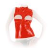 Anita Berg - Langes enges Latex Top / Bustier halb-ouvert rot - Gr. S