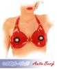 Anita Berg - Extravaganter scharfer Latex BH ouvert rot-schwarz - Gr. 3XL