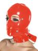 Anita Berg - Latex Zip-Kopfmaske mit Knebel-Dildo rot - Gr. L