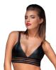 Noir Handmade - Hautenger Wetlook BH / Bralette transparent schwarz - Gr. L