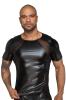 Noir Handmade - Herren T-Shirt aus Powerwetlook mit 3D-Netz schwarz - Gr. XL