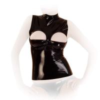 hier klicken für eine vergrösserte Darstellung von Anita Berg - Langes enges Latex Top / Bustier halb-ouvert