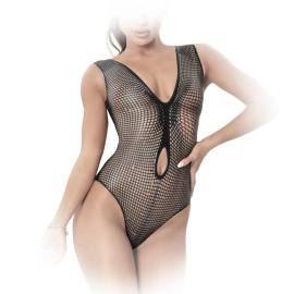 Ledapol - Latex Netz Body V-Ausschnitt mit breiten Trgern