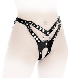 Ledapol - Echt Leder Harness Slip ouvert mit Nieten