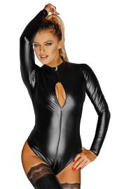 Noir Handmade - Langrmeliger hautenger Body mit Cutout schwarz